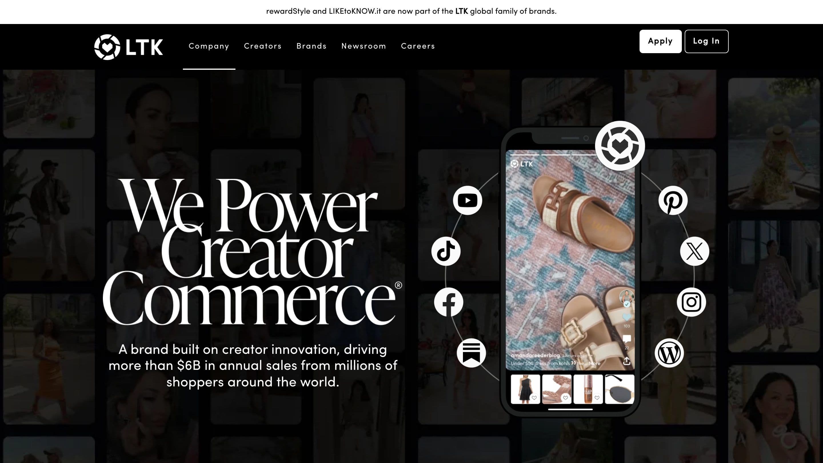LTK company site: the creator commerce network for fashion, beauty, and home brands