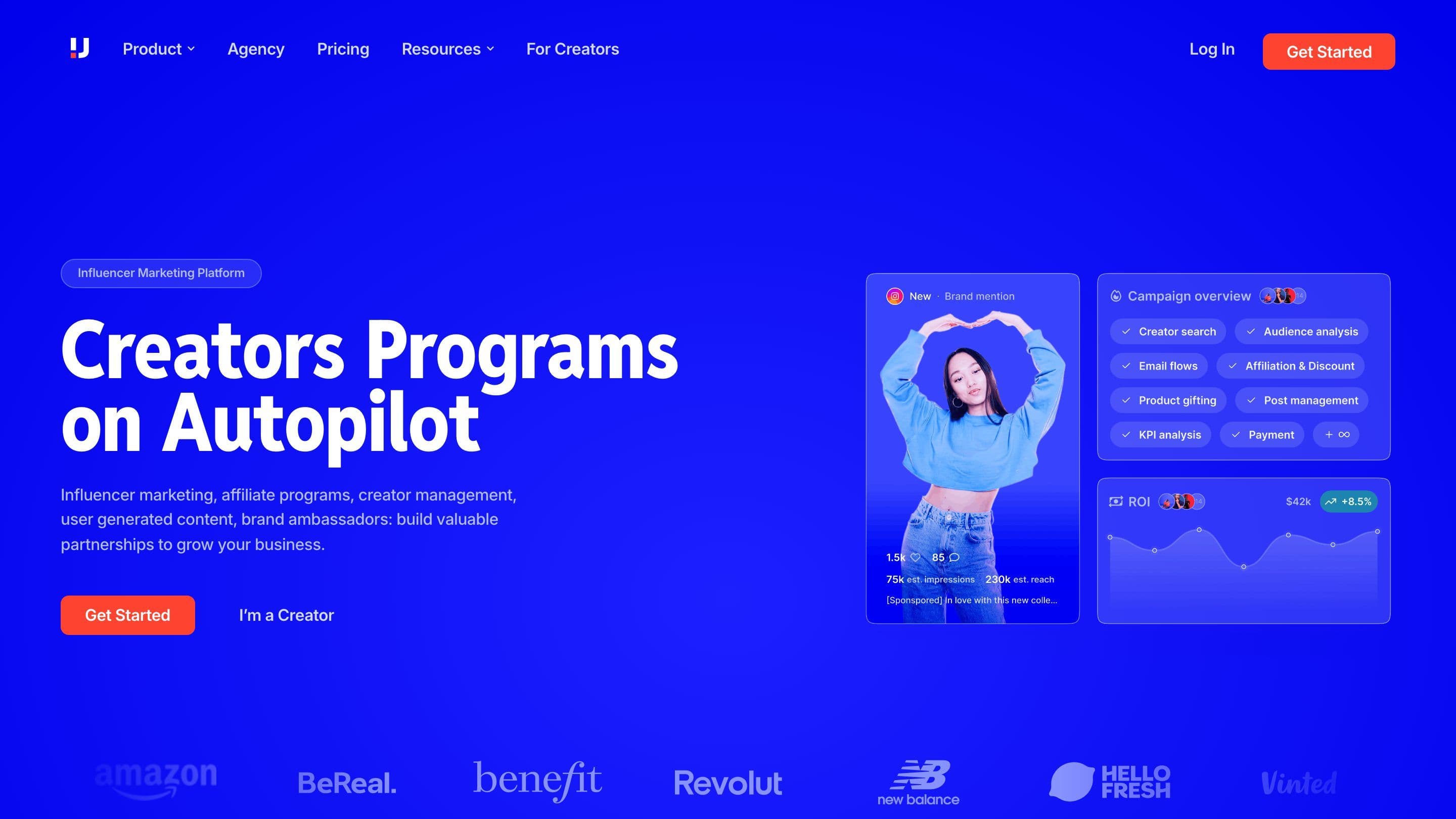 Upfluence homepage: AI influencer discovery and outreach platform